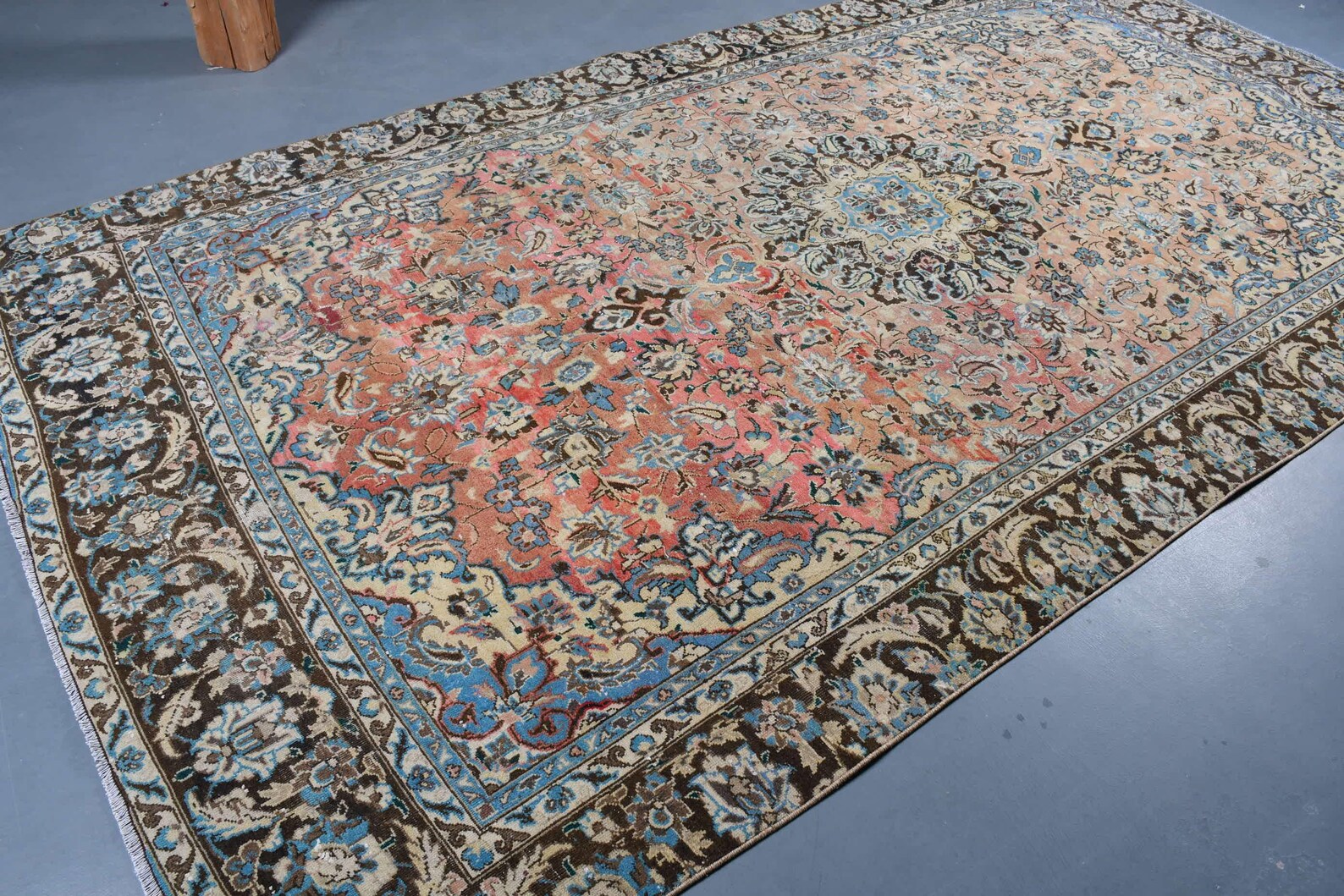 XL Vintage Turkish Accent Area Rug 6.4 x 11.5 ft