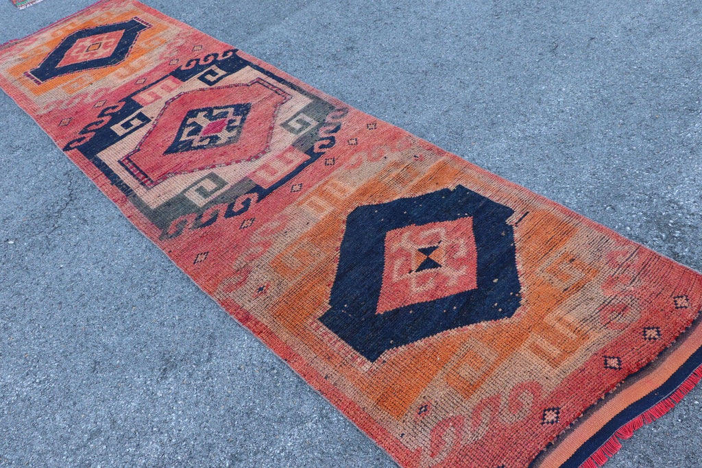 Vintage Turkish Runner rug 3.1 x 11.3 ft