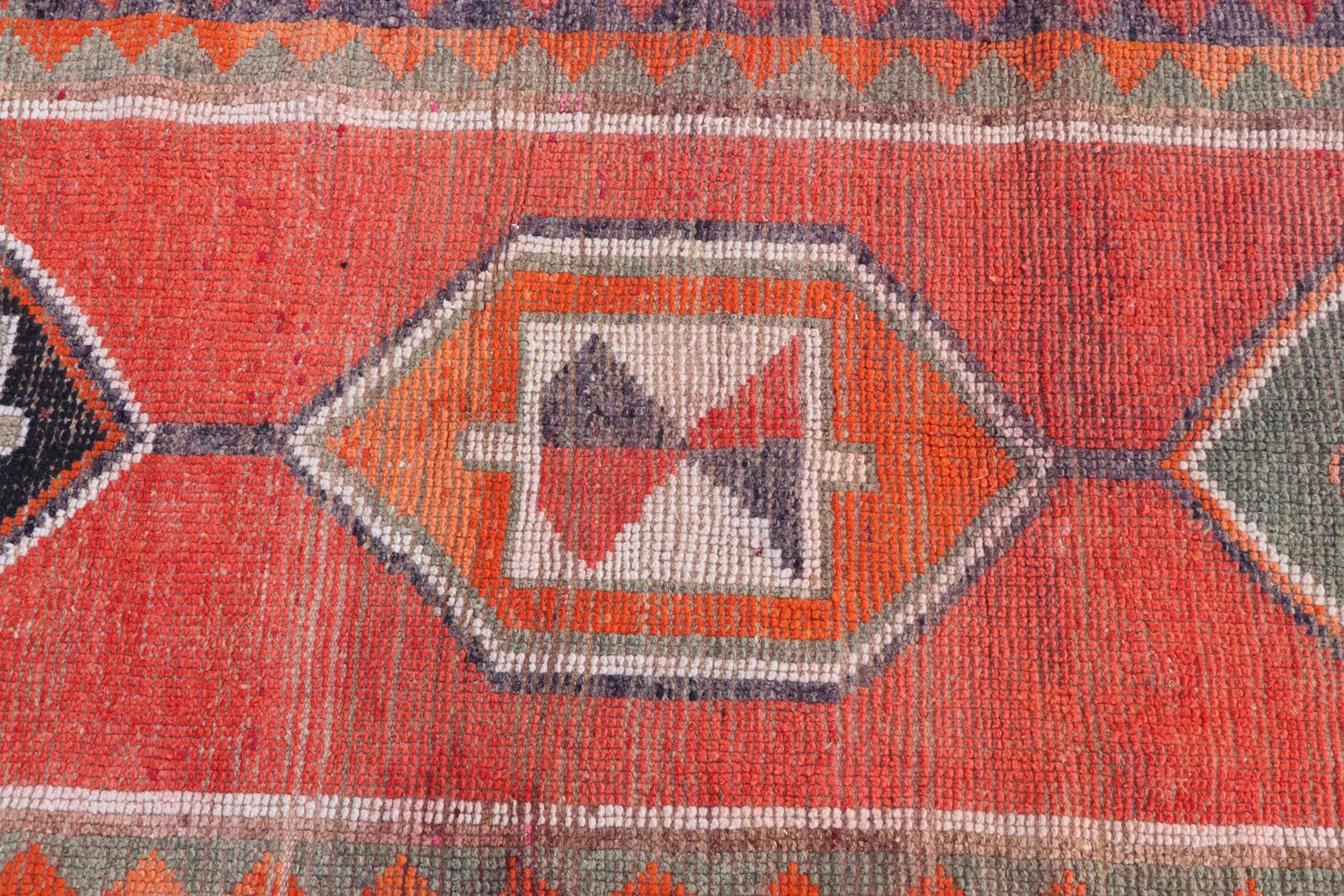 Vintage Turkish Runner Rug 2.9 x 9.8 ft