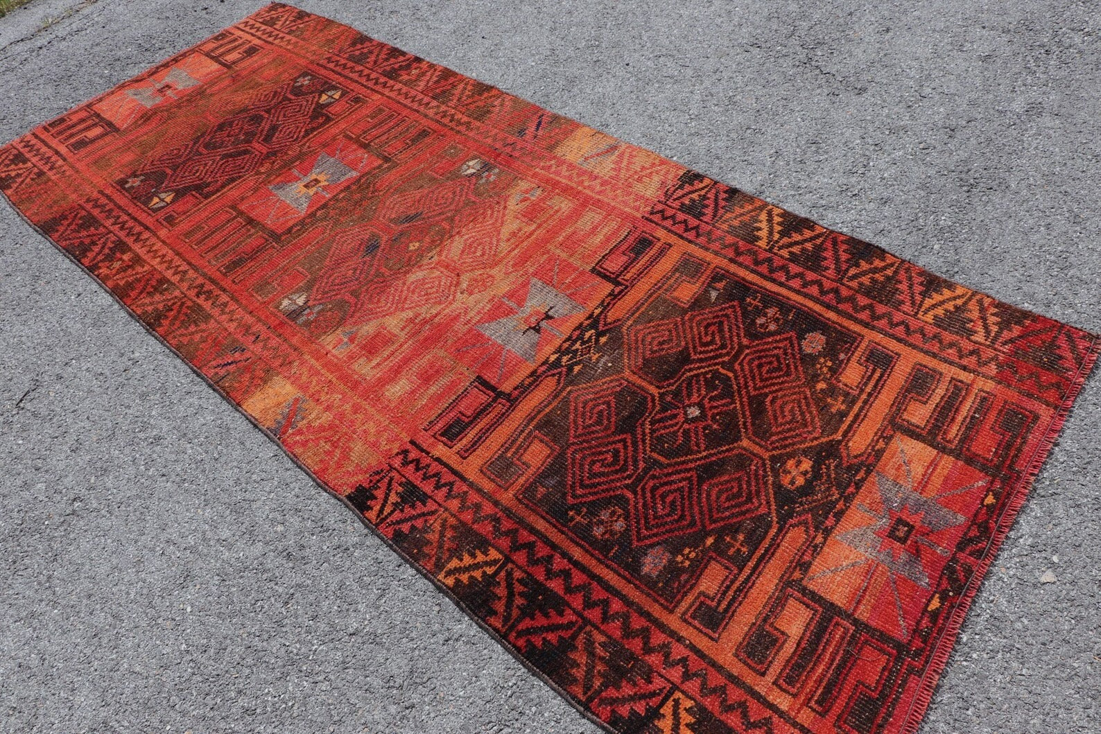 Vintage Turkish Runner Rug 3.5 x 8.7 ft