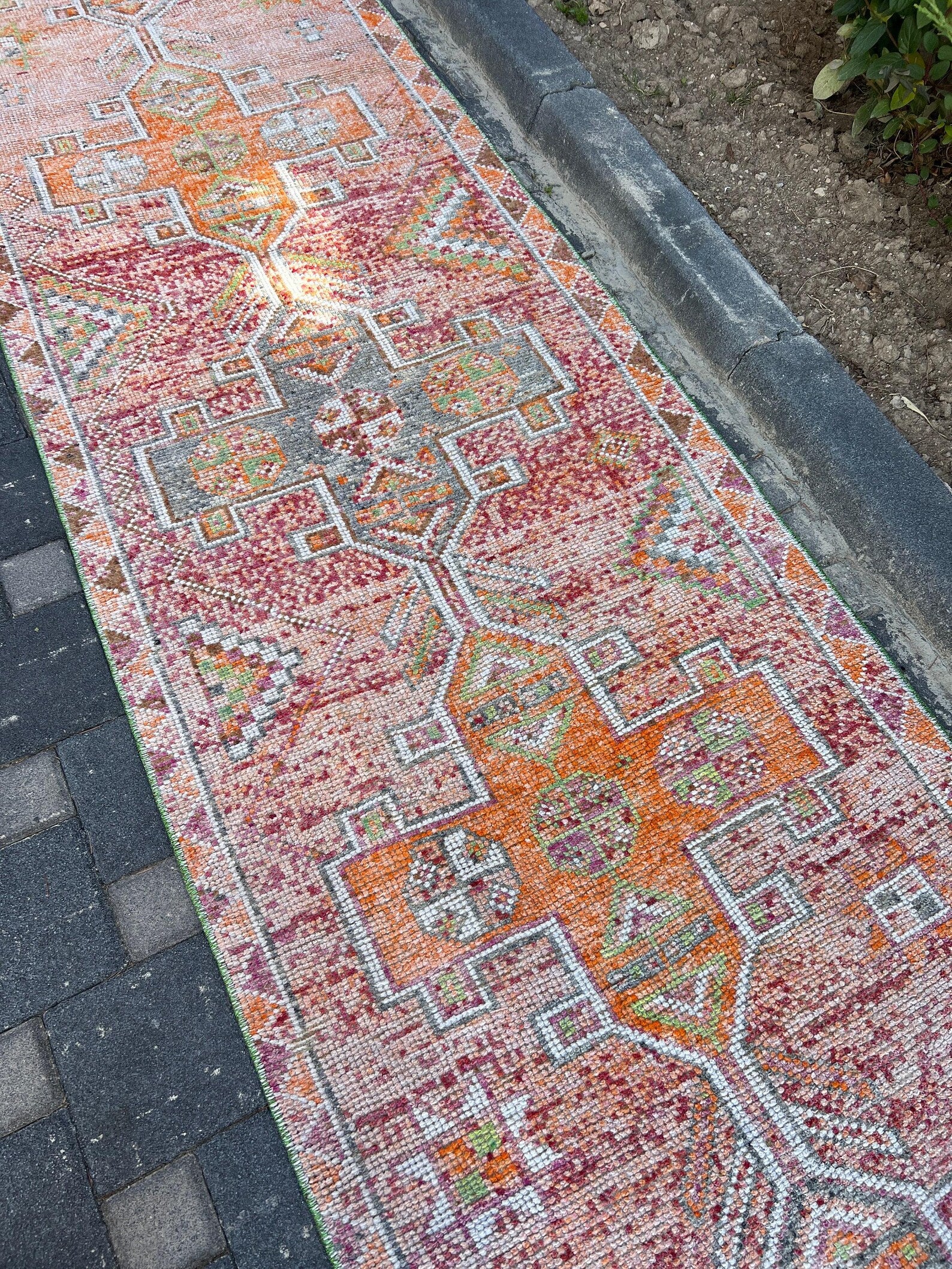 Vintage Turkish Runner Rug 2.8 x 12.6 ft