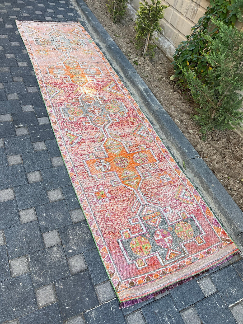 Vintage Turkish Runner Rug 2.8 x 12.6 ft