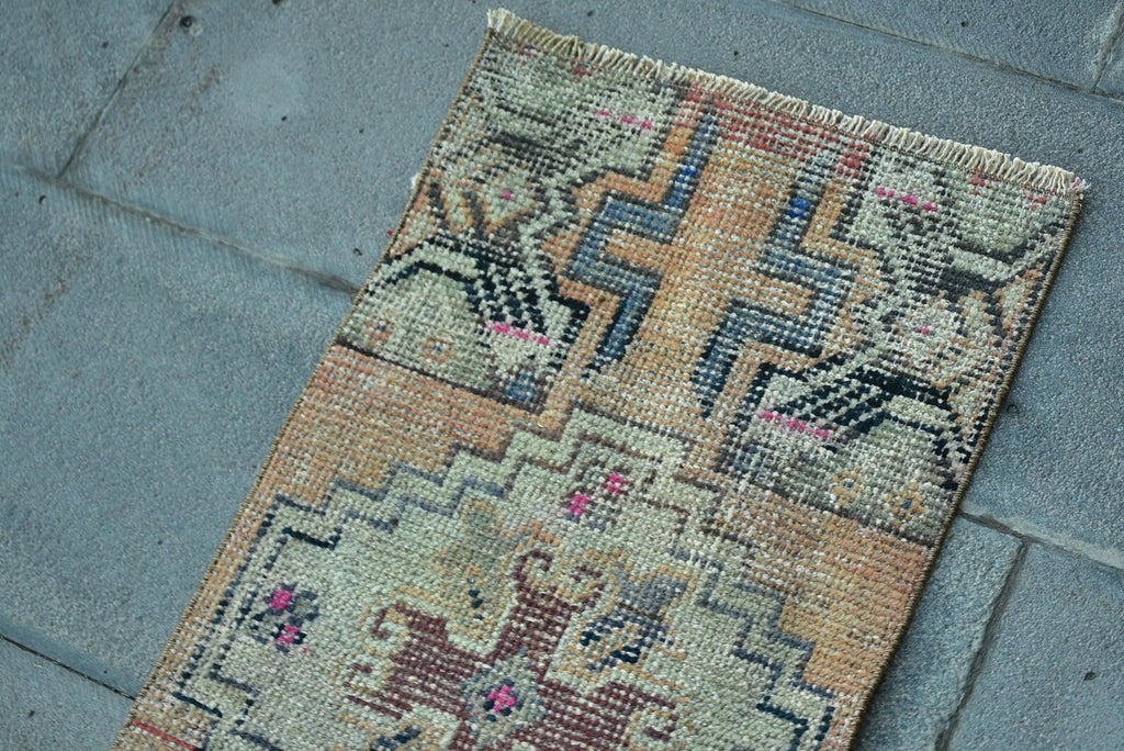 Vintage Turkish Mini Rug 1.4 x 2.6 ft