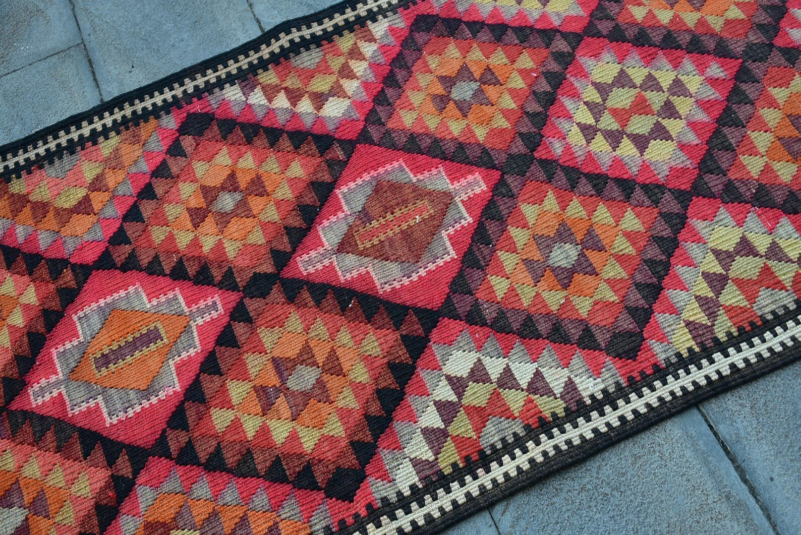 Vintage Turkish Runner Rug 3.1 x 9.4 ft