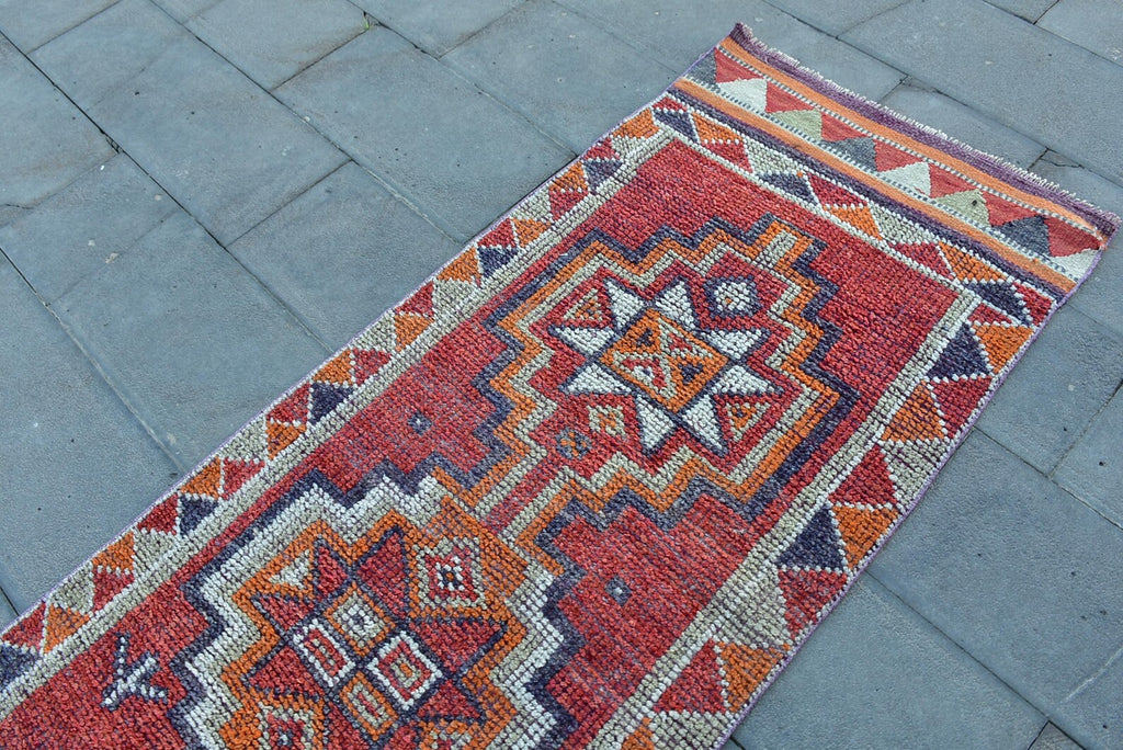 Vintage Turkish Runner Rug 2.8 x 9.7 ft