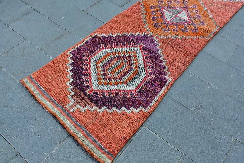 Vintage Turkish Runner Rug 2.7 x 9.9 ft