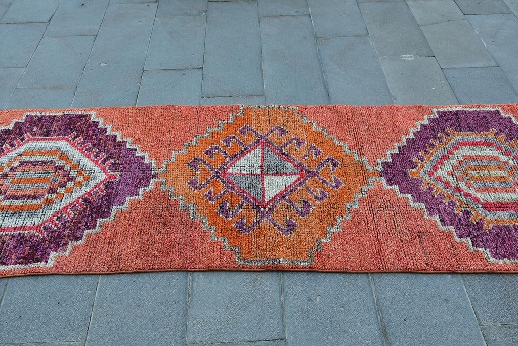 Vintage Turkish Runner Rug 2.7 x 9.9 ft