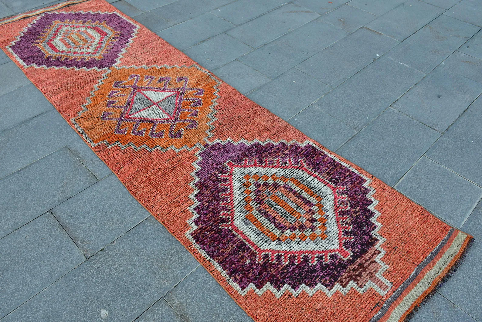 Vintage Turkish Runner Rug 2.7 x 9.9 ft