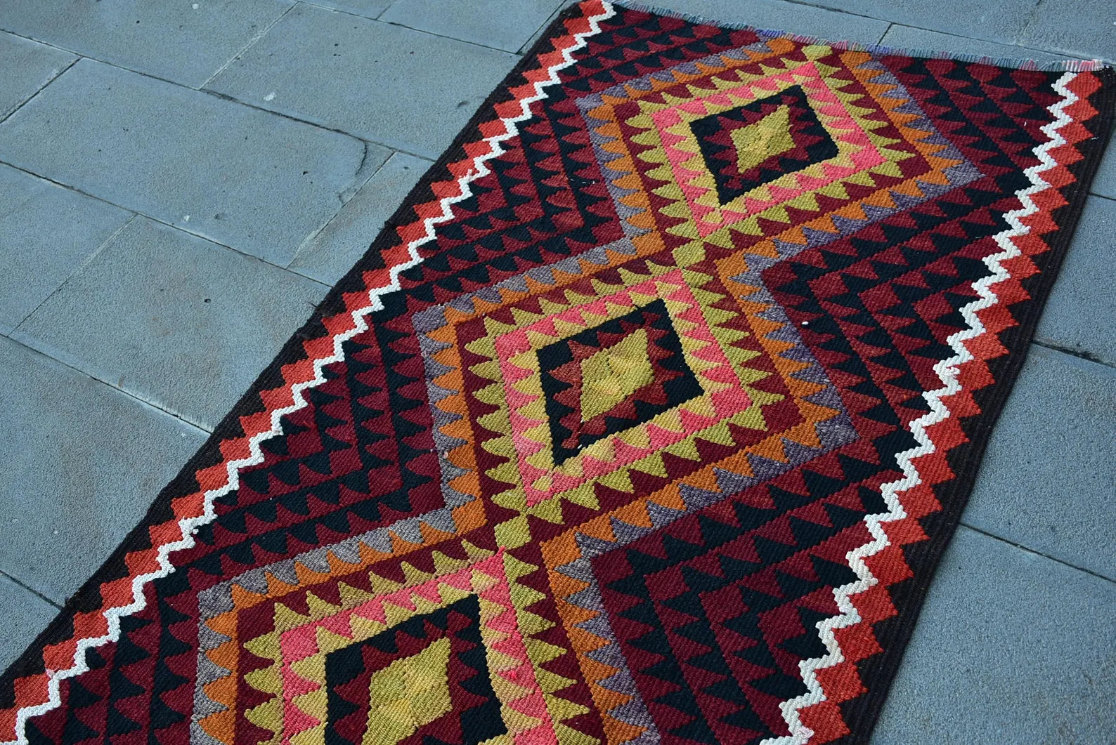 Vintage Turkish Runner Rug 3 x 10.7 ft
