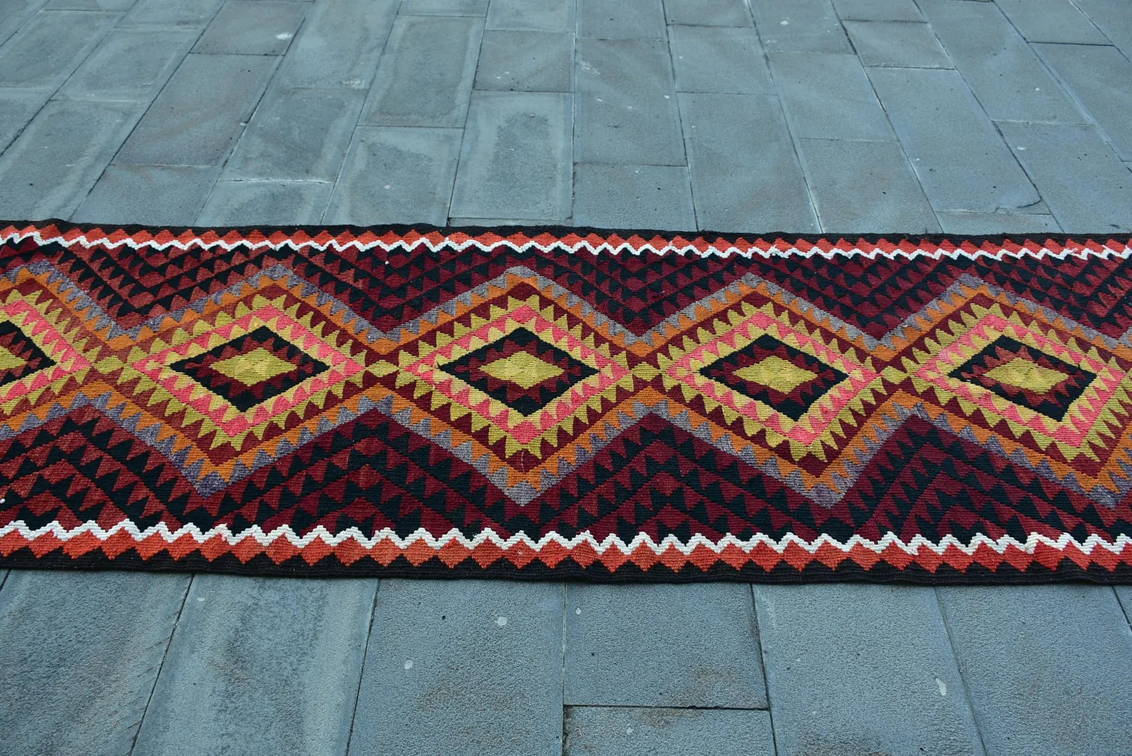 Vintage Turkish Runner Rug 3 x 10.7 ft