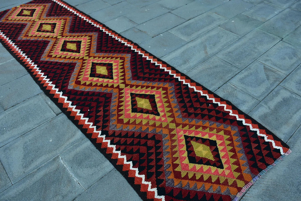 Vintage Turkish Runner Rug 3 x 10.7 ft
