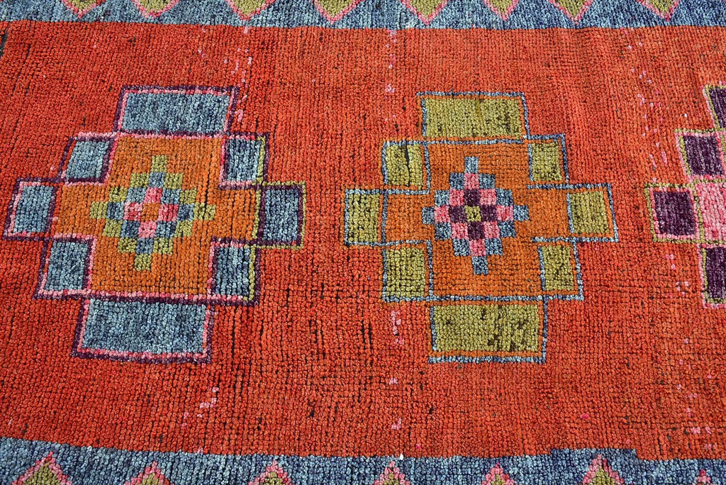Vintage Turkish Runner Rug 3.2 x 9.8 ft