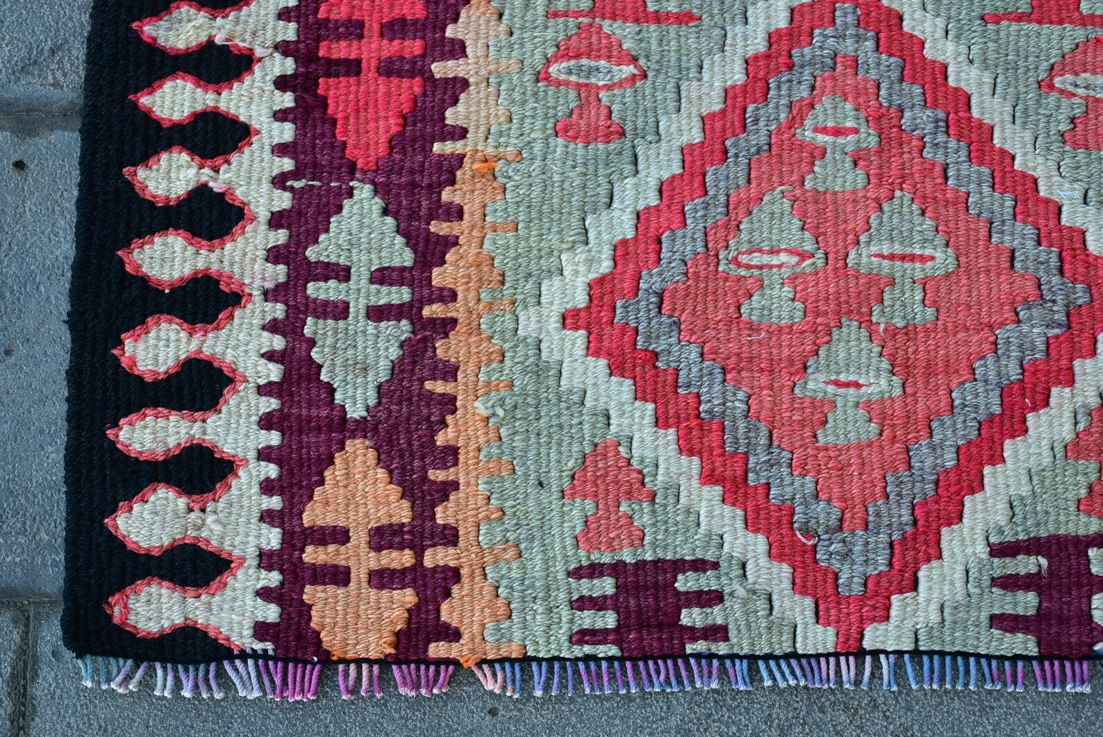 Vintage Turkish Runner Rug 3 x 9.8 ft