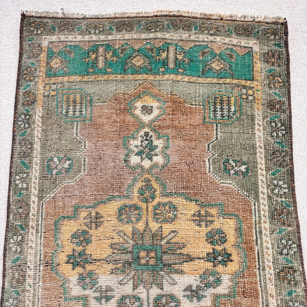 Vintage Turkish Mini Rug 1.8 x 3.2 ft