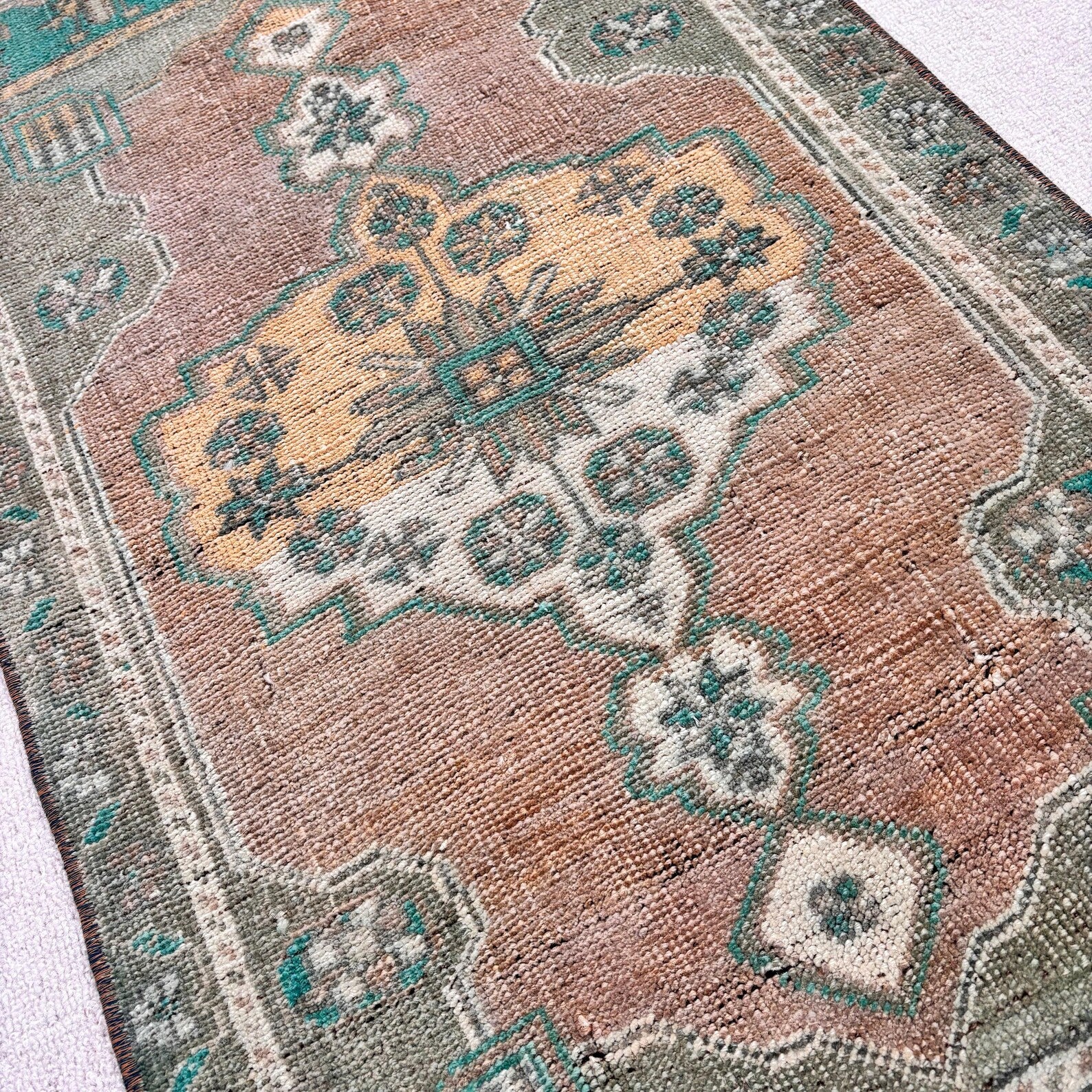 Vintage Turkish Mini Rug 1.8 x 3.2 ft