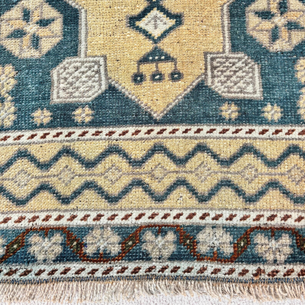 Vintage Turkish Mini Rug 1.8 x 3.4 ft