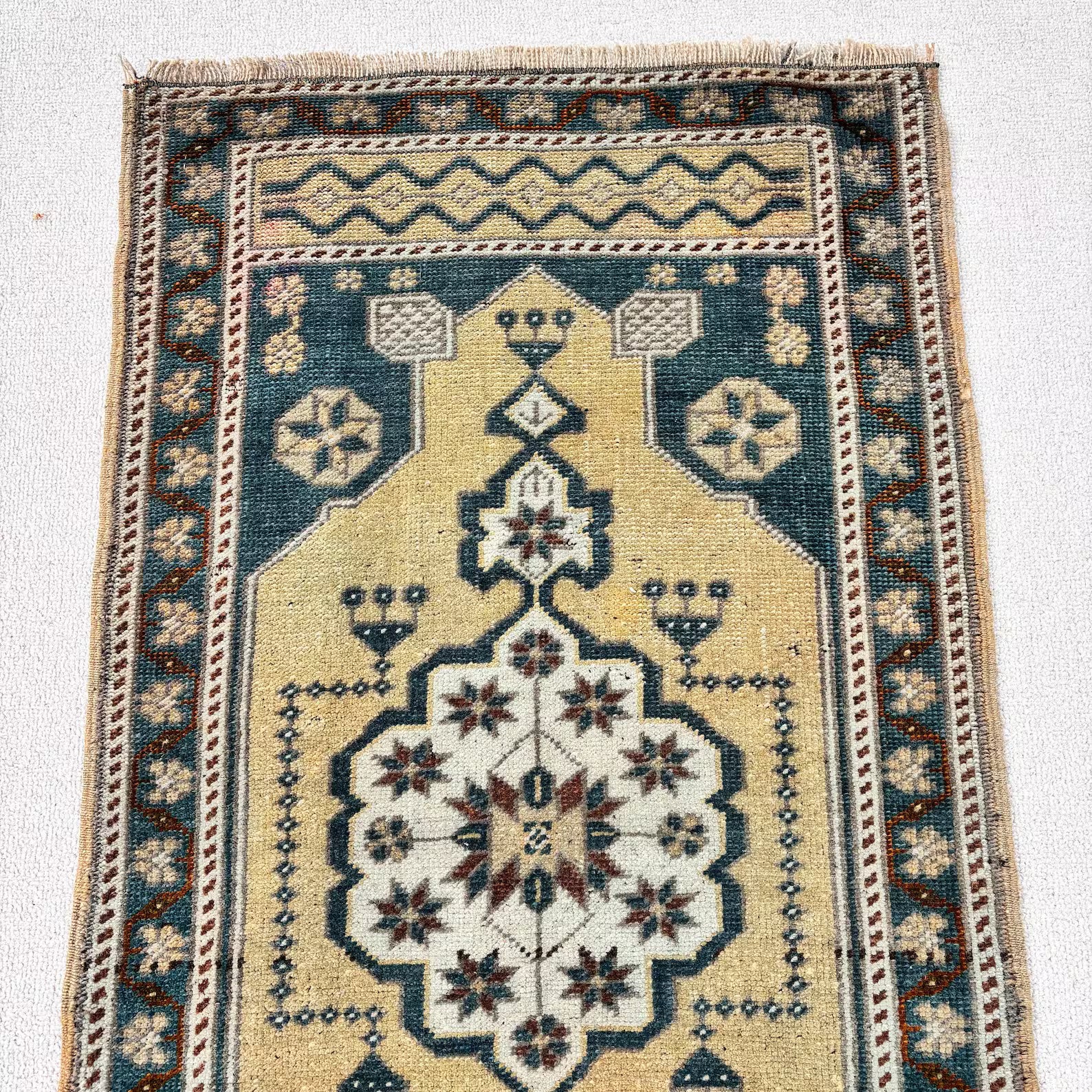 Vintage Turkish Mini Rug 1.8 x 3.4 ft