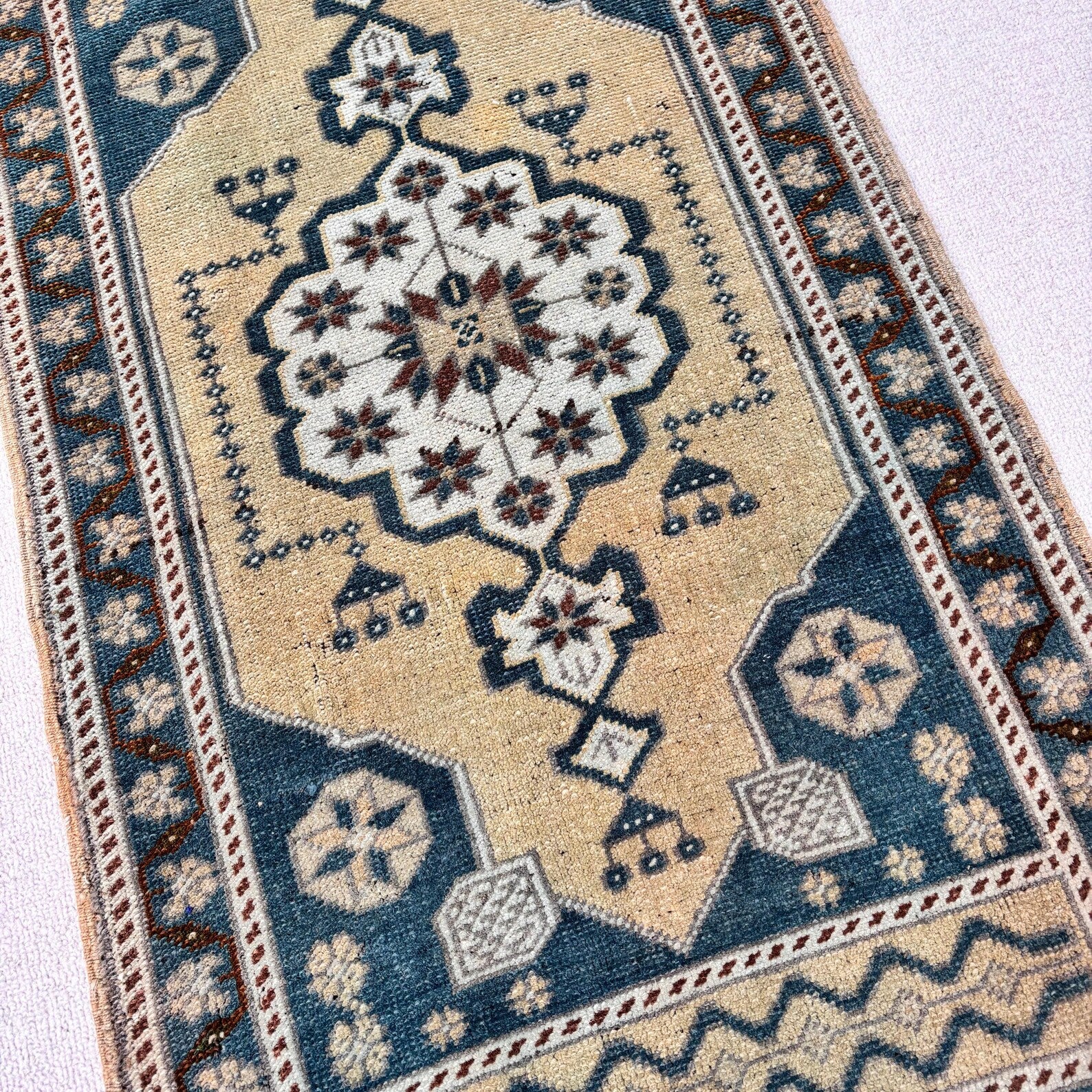 Vintage Turkish Mini Rug 1.8 x 3.4 ft
