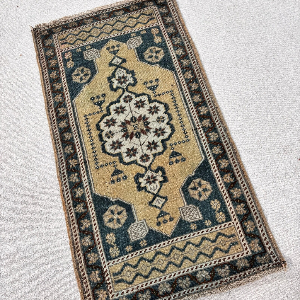 Vintage Turkish Mini Rug 1.8 x 3.4 ft