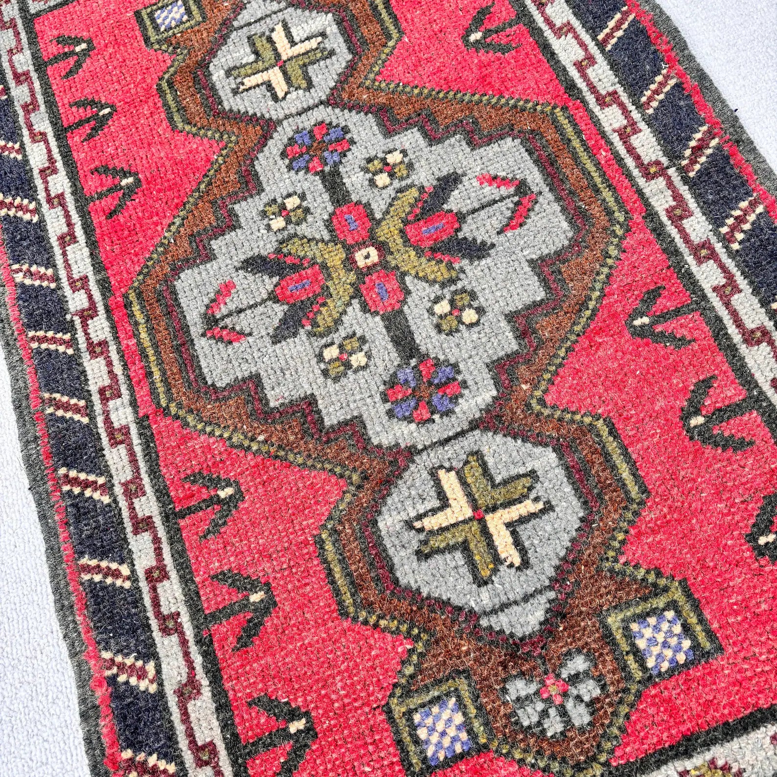 Vintage Turkish Mini Rug 1.8 x 3.2 ft