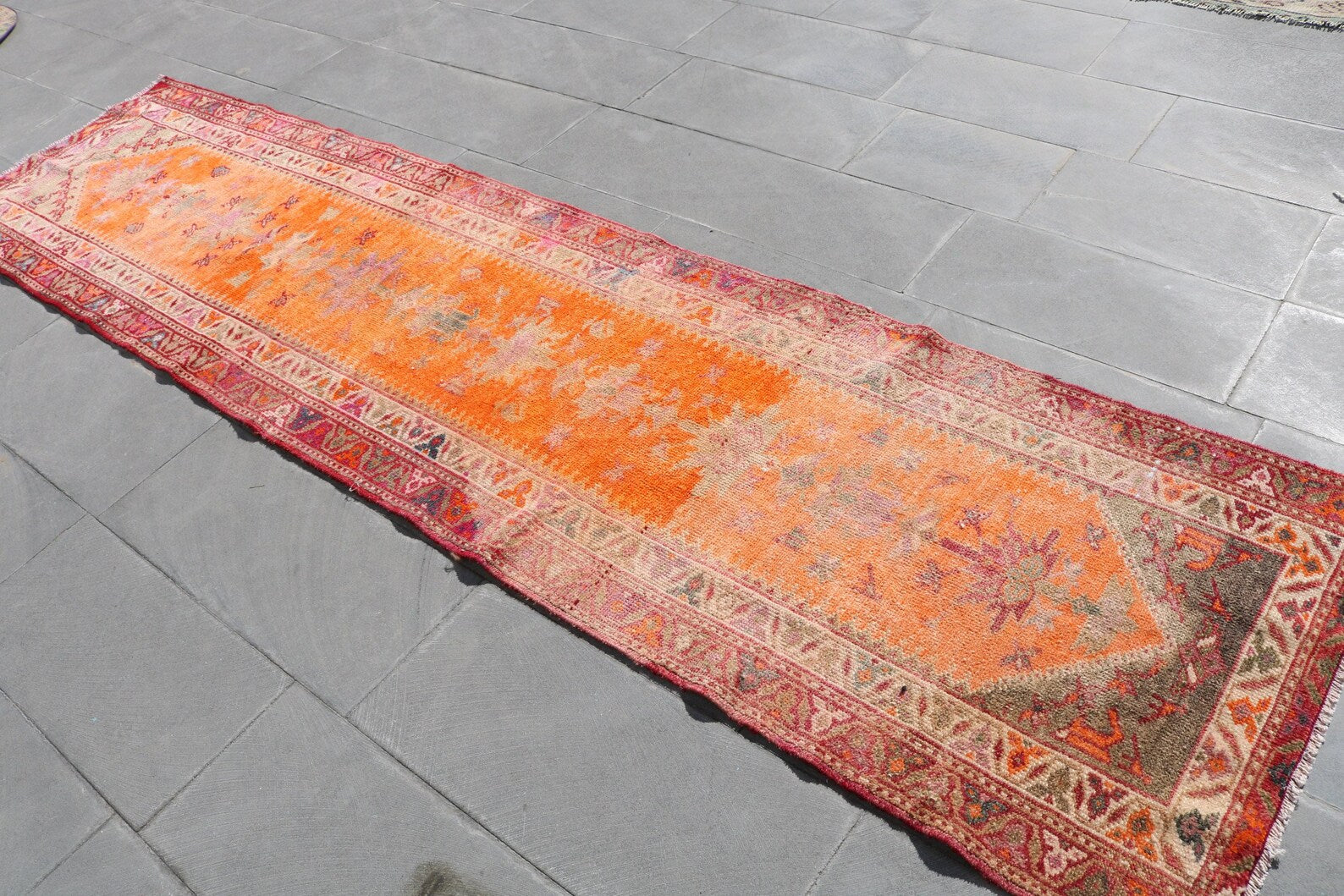 Vintage Turkish Runner Rug 2.7 x 10.8 ft