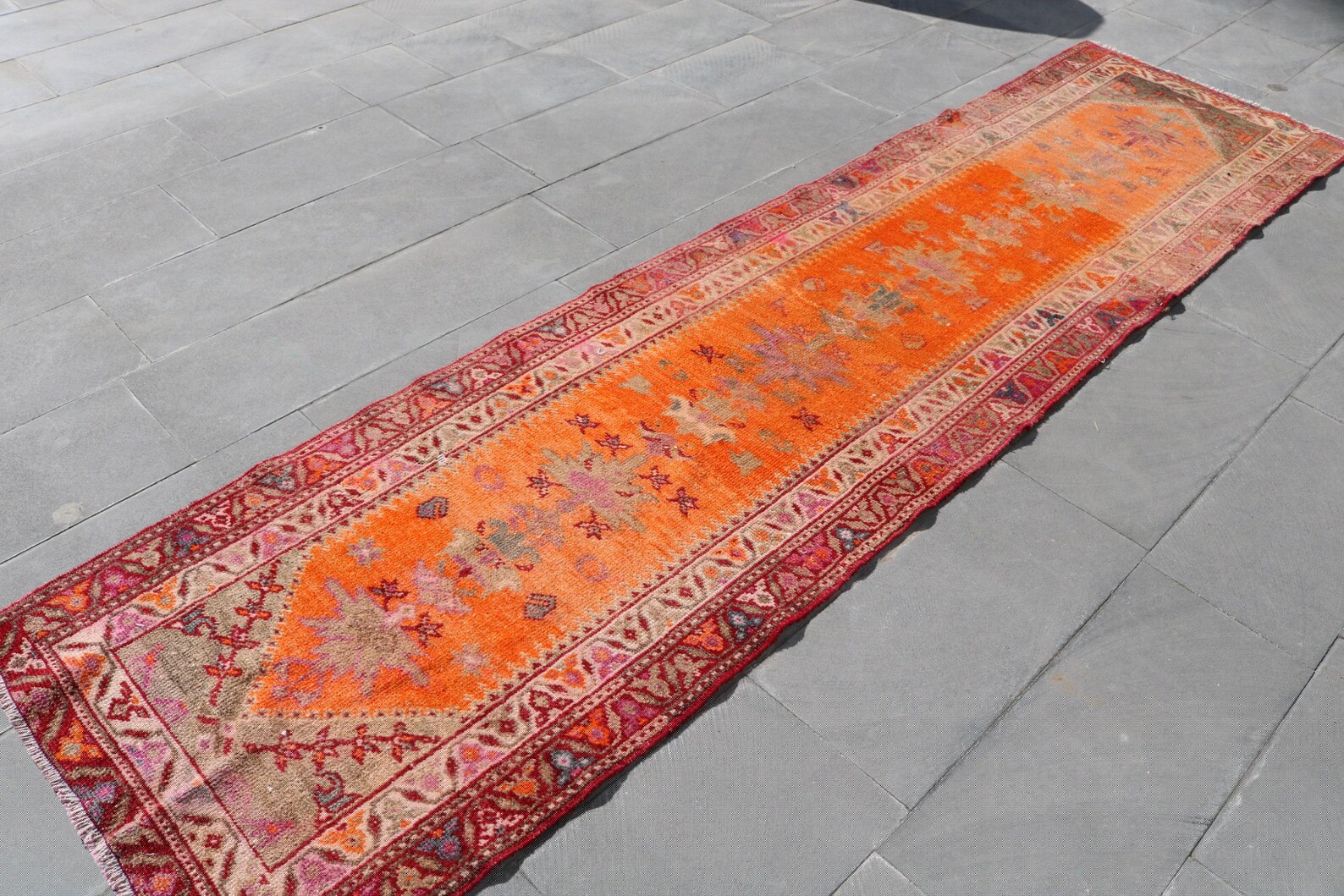 Vintage Turkish Runner Rug 2.7 x 10.8 ft