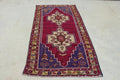 Vintage Turkish Accent Area rug 3.5 x 6.8 ft