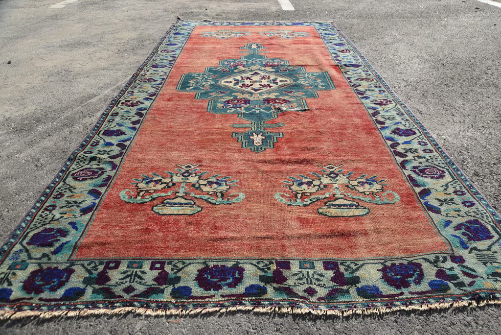 XL Vintage Turkish Accent Area rug 4.8 x 10.3 ft