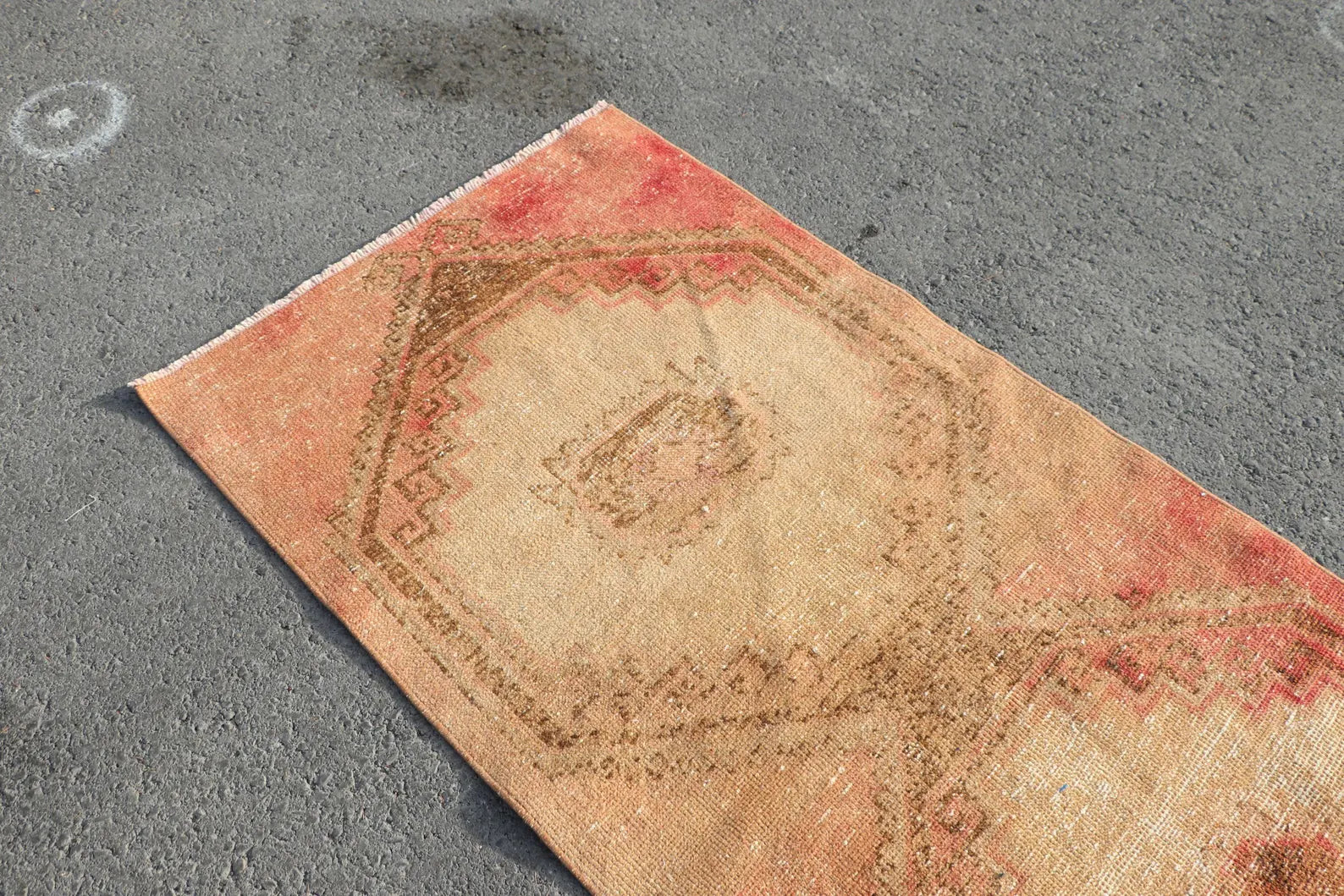 Vintage Turkish Accent Area rug 3 x 6.4 ft