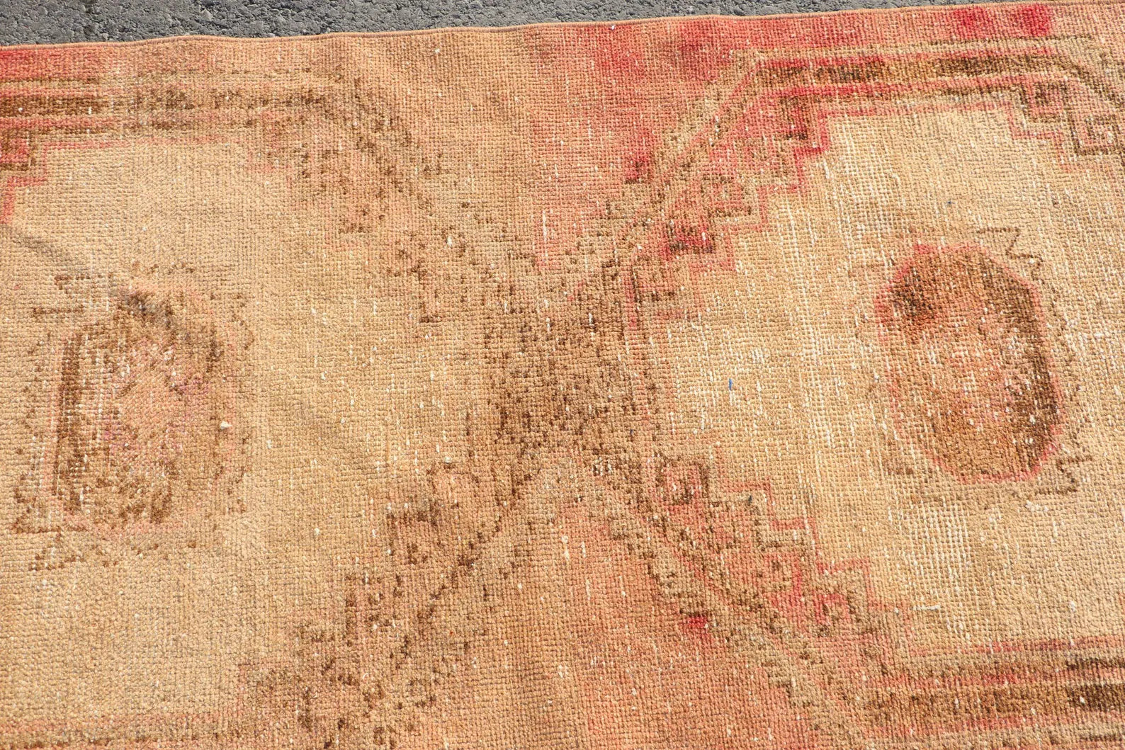 Vintage Turkish Accent Area rug 3 x 6.4 ft