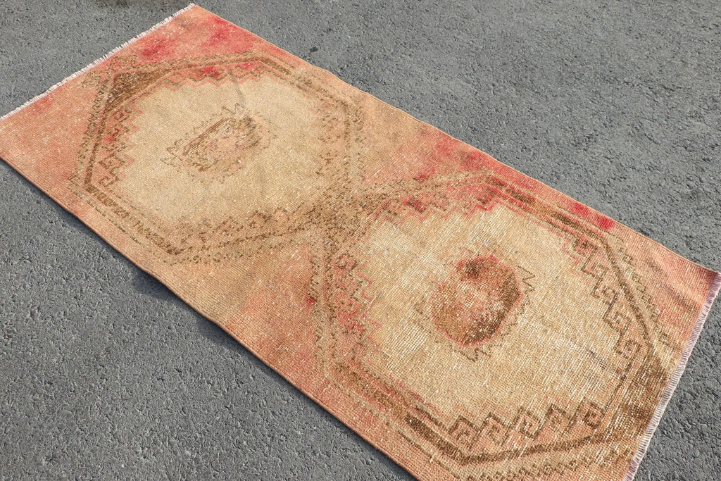 Vintage Turkish Accent Area rug 3 x 6.4 ft