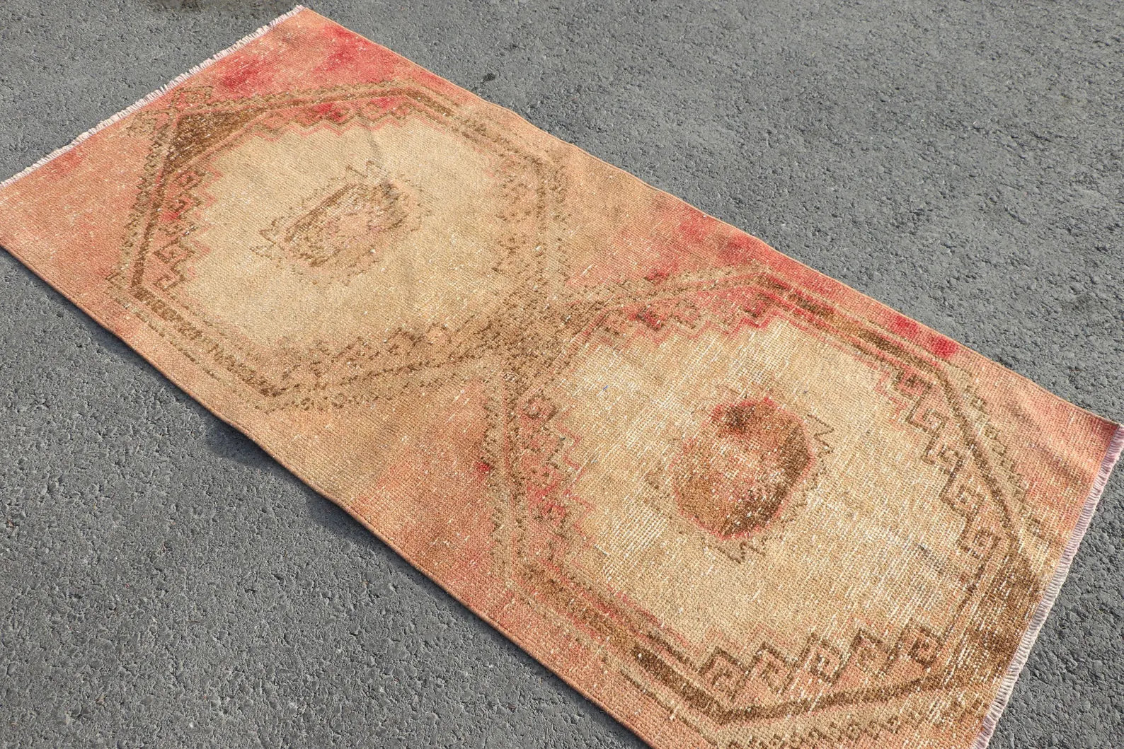 Vintage Turkish Accent Area rug 3 x 6.4 ft