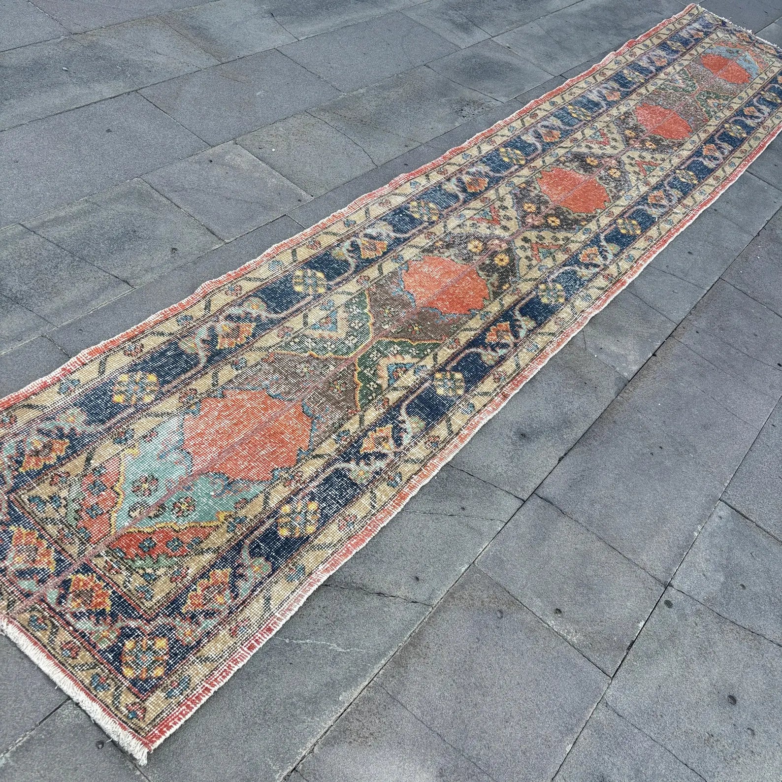 Vintage Turkish Runner Rug 2.1 x 12.6 ft