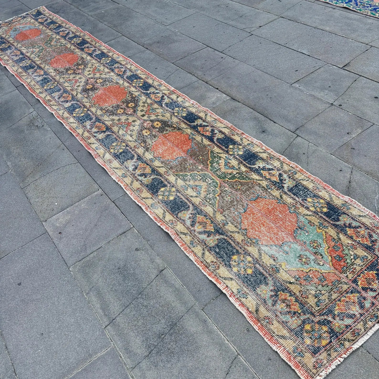 Vintage Turkish Runner Rug 2.1 x 12.6 ft