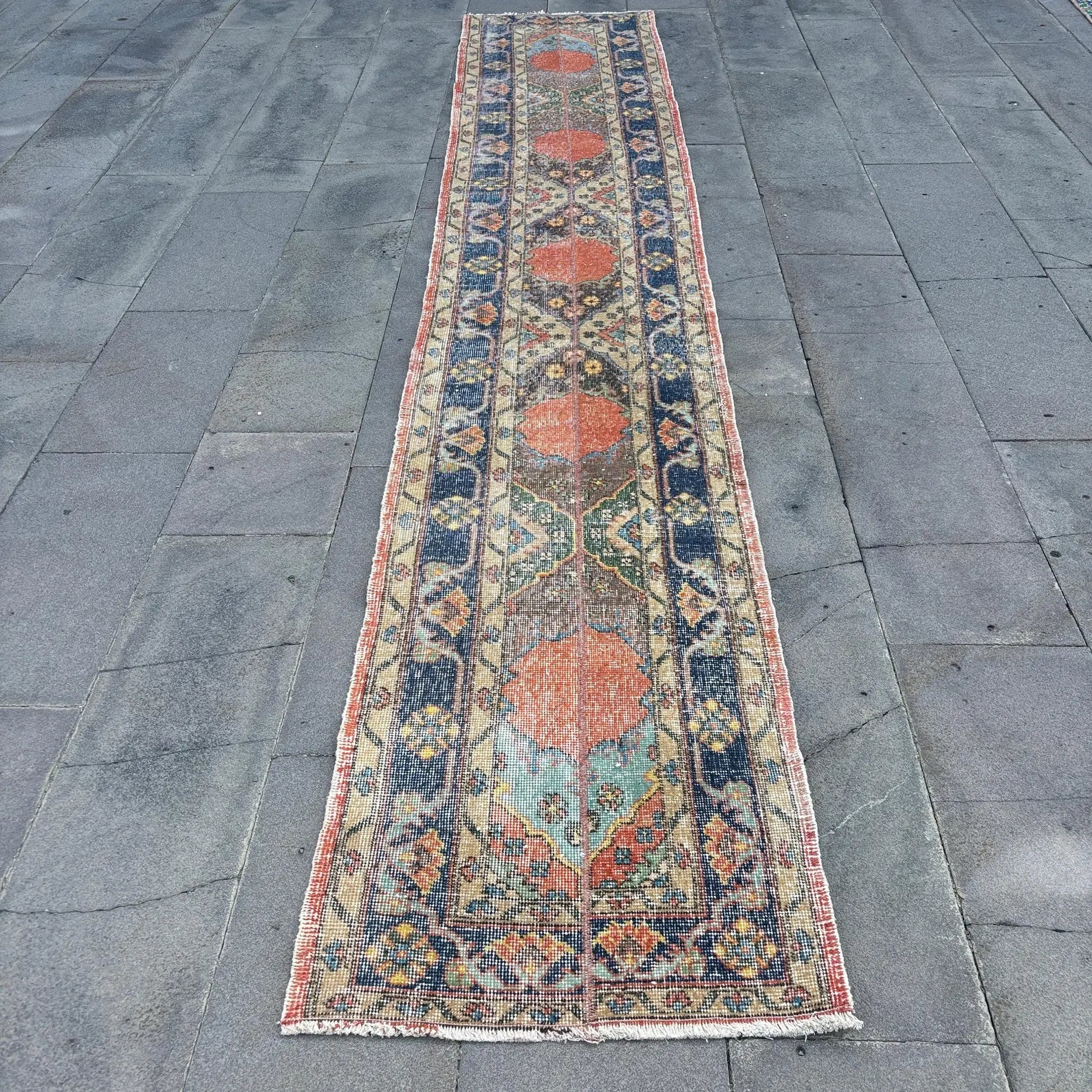 Vintage Turkish Runner Rug 2.1 x 12.6 ft