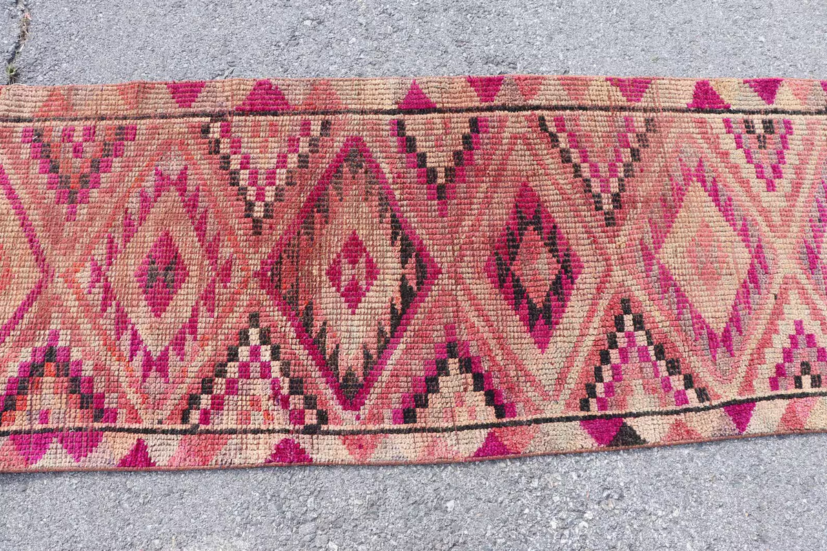 Vintage Turkish Runner Rug 2.6 x 10 ft