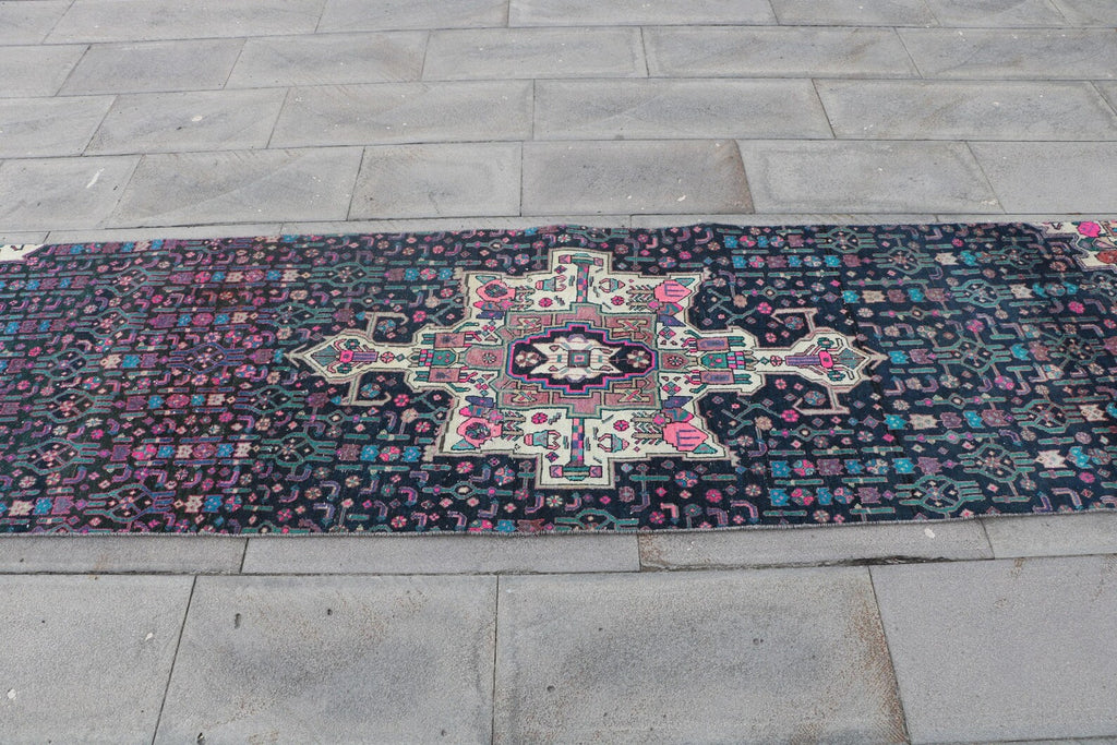 Vintage Persian Runner Rug 2.6 x 10.9 ft