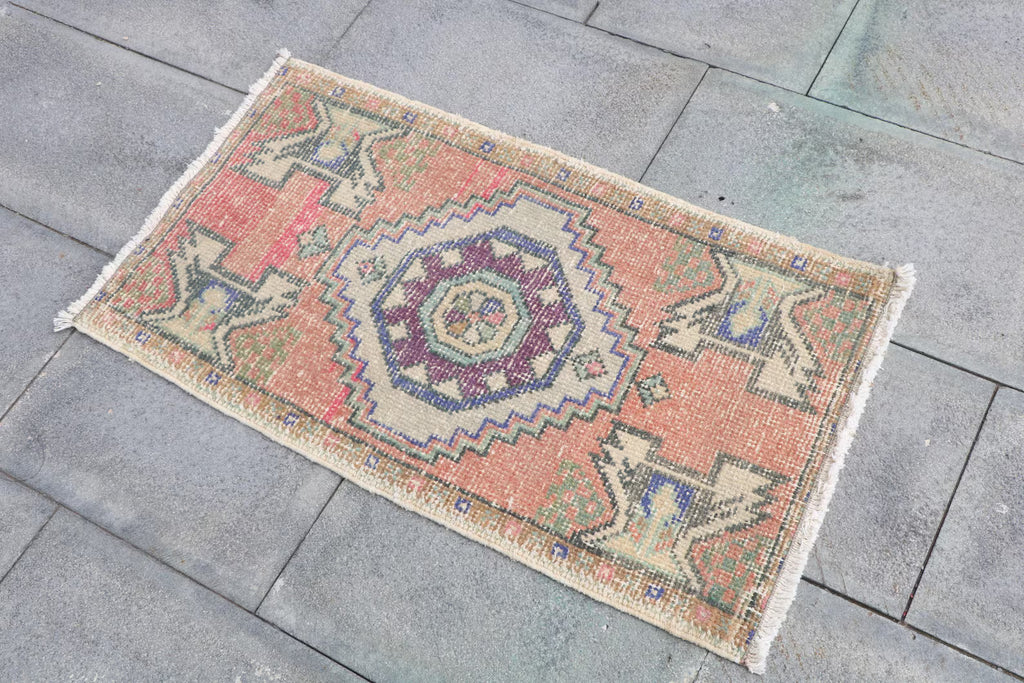 Vintage Turkish Mini Rug 1.6 x 2.9 ft