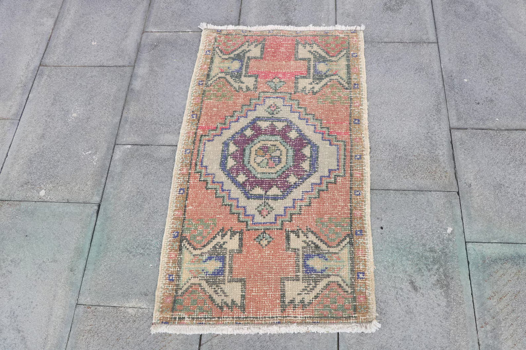 Vintage Turkish Mini Rug 1.6 x 2.9 ft