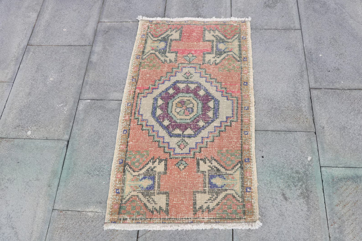 Vintage Turkish Mini Rug 1.6 x 2.9 ft