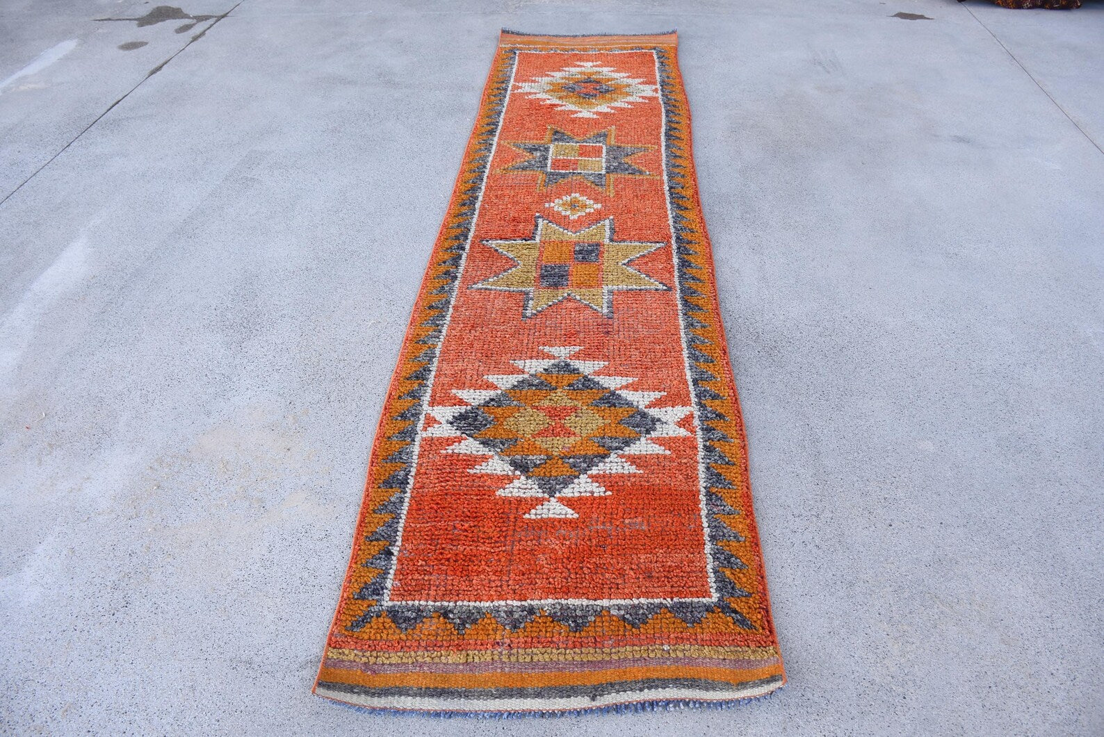 Vintage Turkish Runner Rug 2.5 x 10.3 ft