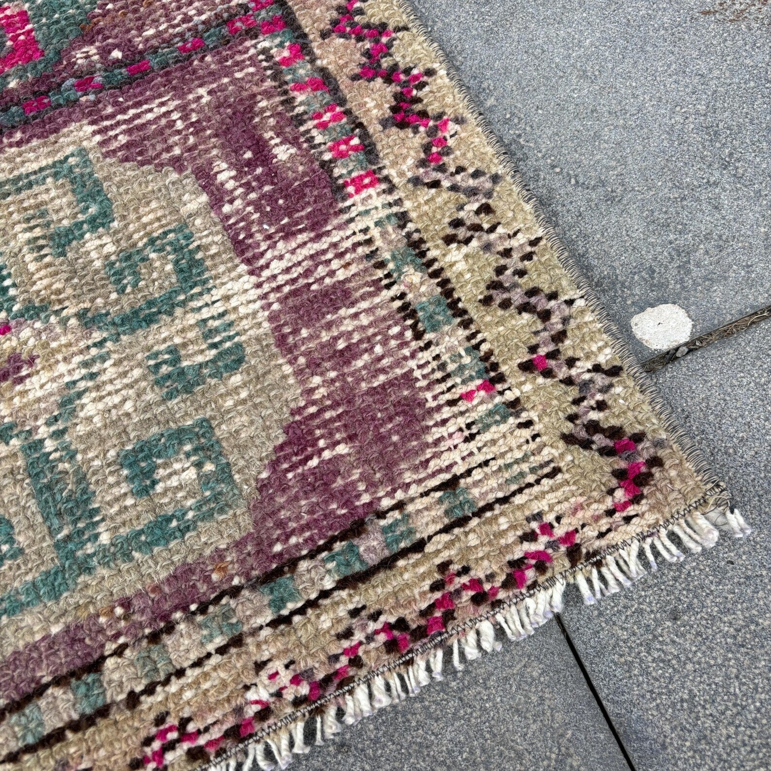 Vintage Turkish Mini Rug 1.5 x 2.8 ft