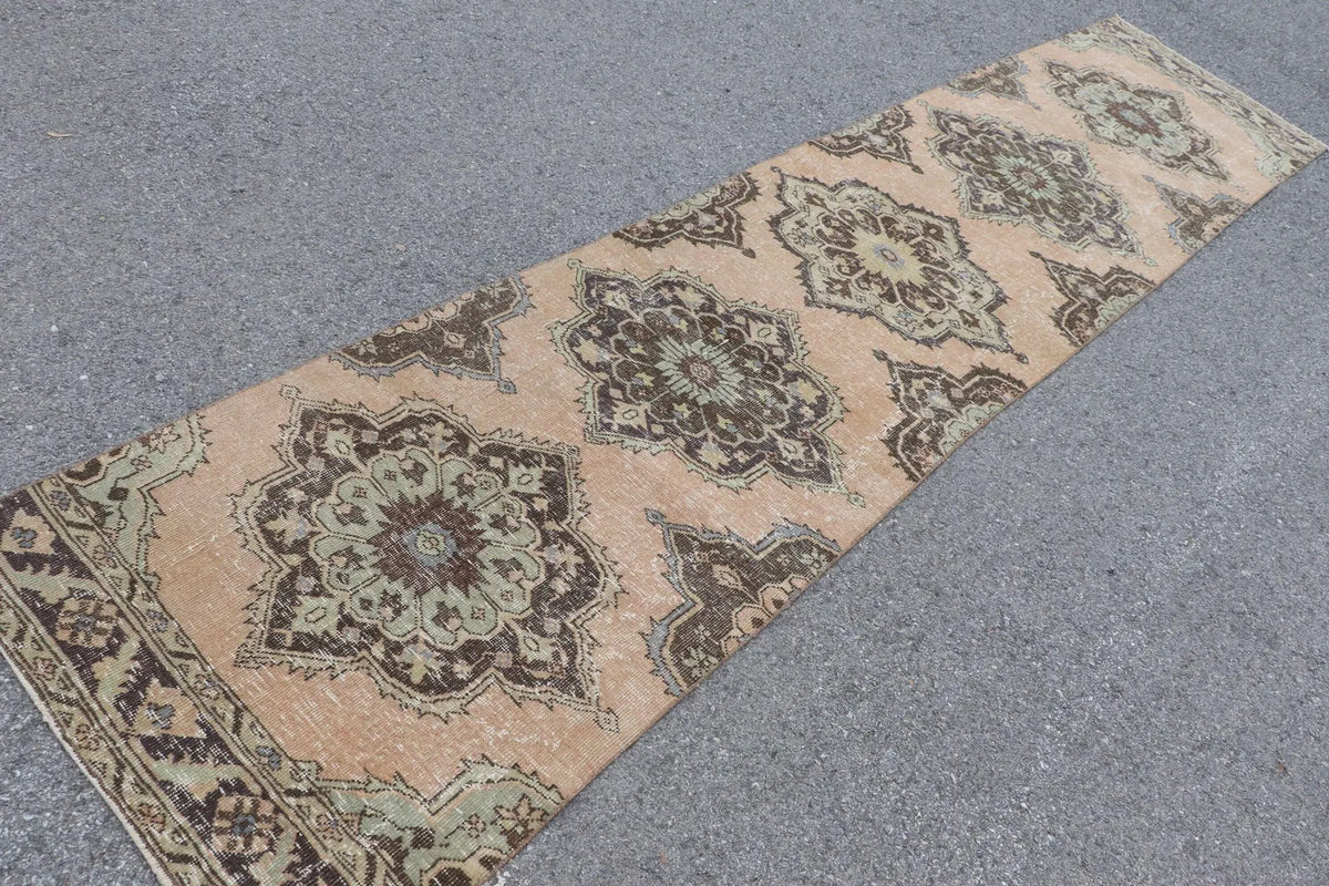 Vintage Turkish Runner Rug 2.7 x 12 ft