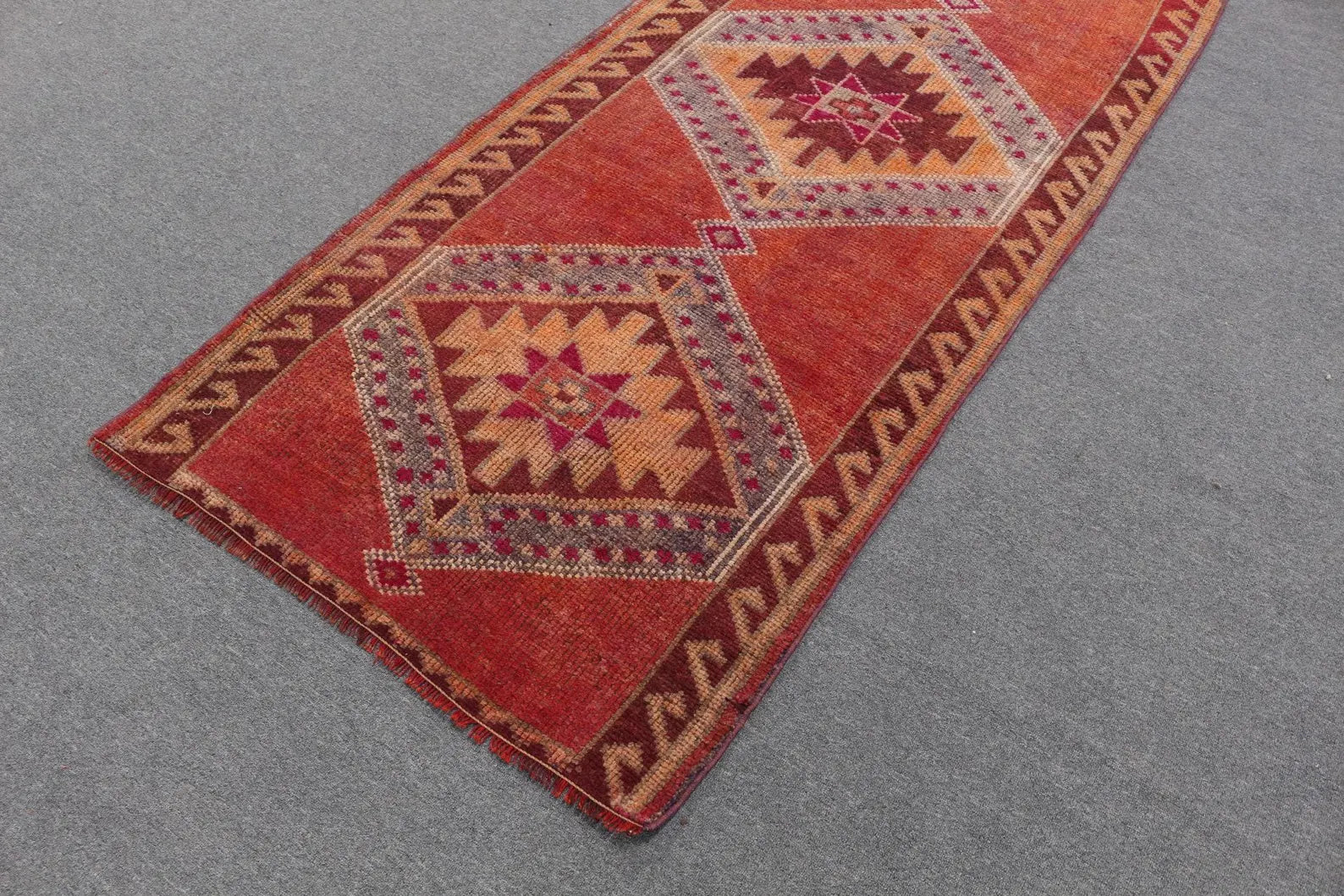 Vintage Turkish Runner Rug 3.1 x 9.5 ft