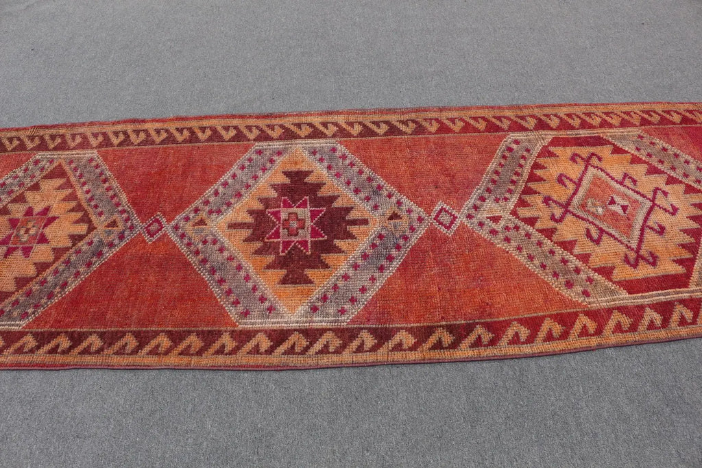 Vintage Turkish Runner Rug 3.1 x 9.5 ft
