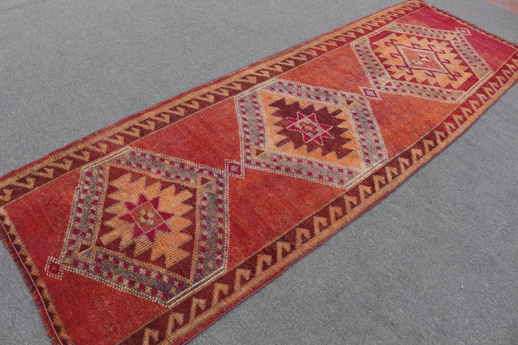 Vintage Turkish Runner Rug 3.1 x 9.5 ft
