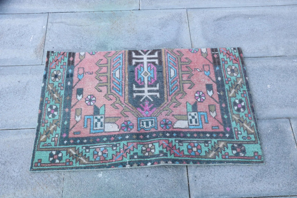 Vintage Turkish Mini Rug 1.7 x 2.8 ft