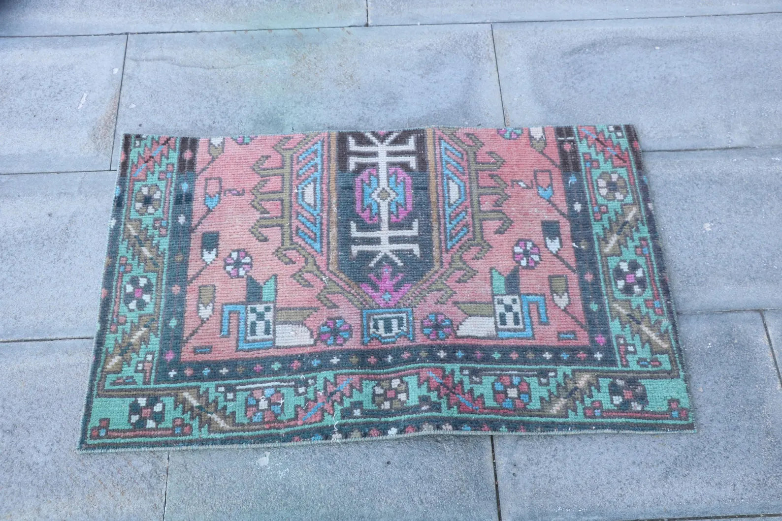 Vintage Turkish Mini Rug 1.7 x 2.8 ft