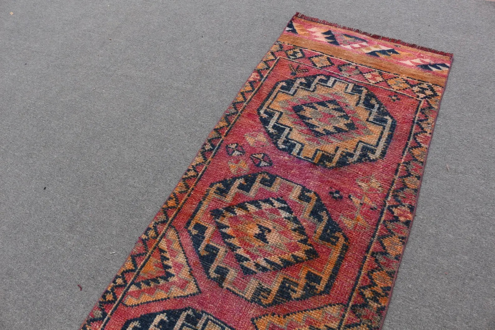 Vintage Turkish Runner Rug 2.6 x 10.6 ft