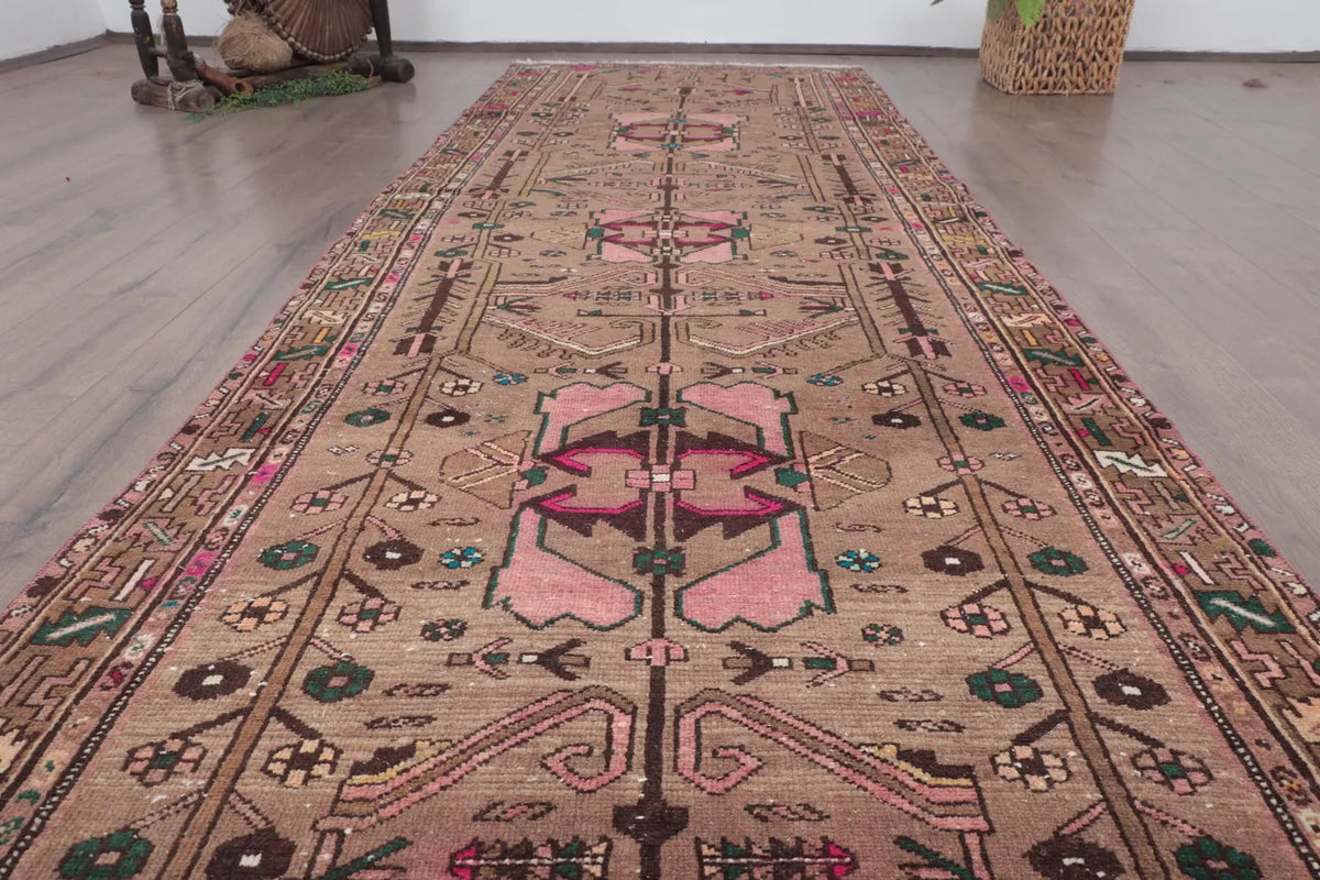 Vintage Persian Accent Area Rug 3.4 x 10.3 ft